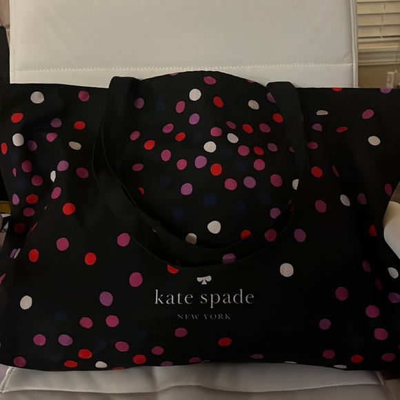 Kate Spade large tote black w/a multitude of colors such as white, purple, red - Picture 8 of 8
